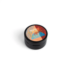 small round jar with colorful design