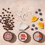 Better Body Butters with coffee, coconut, orange, and blueberries.